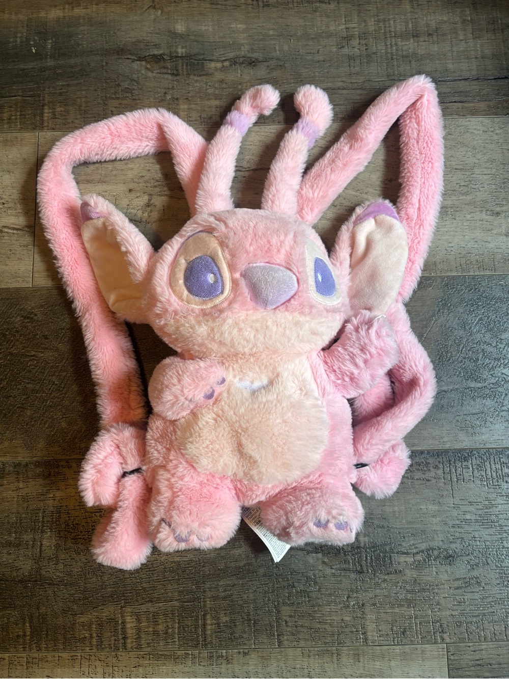 Disney Pink Plush Bunny Character Backpack with Purple Accent Eyes